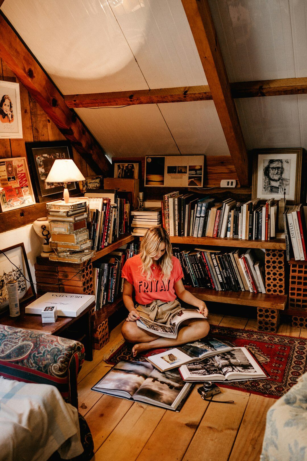 cozy reading nook with books